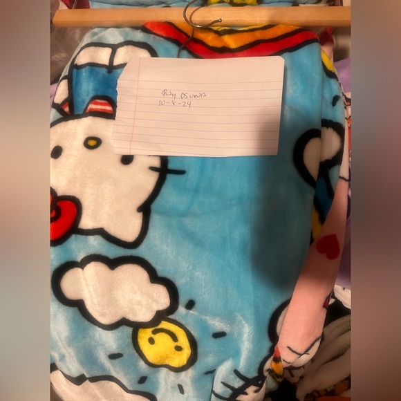 NEW RELEASE HELLO KITTY BLUE RAINBOW ICE CREAM THROW BLANKET - Picture 3 of 3